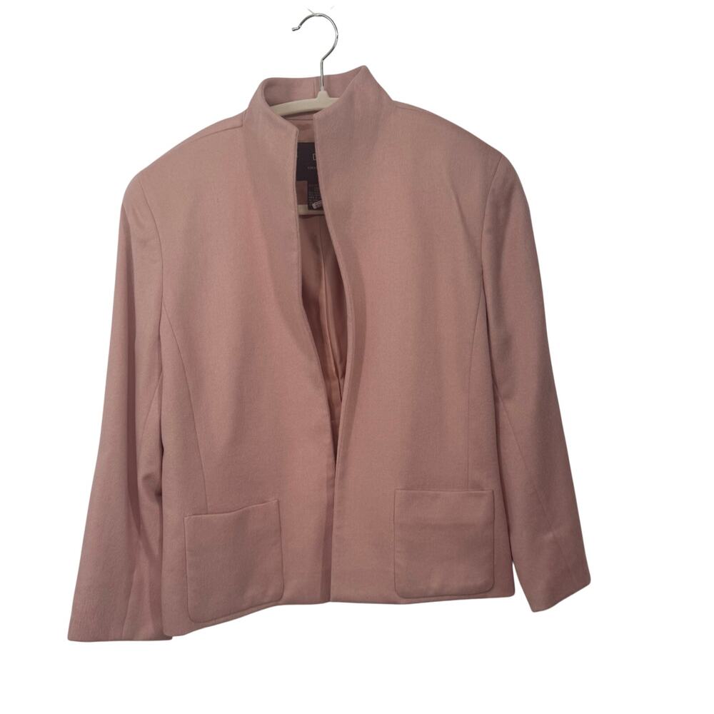 DD Collection Blush Pink Blazer Rabbit Fur Wool Cashgora Blend Open Front